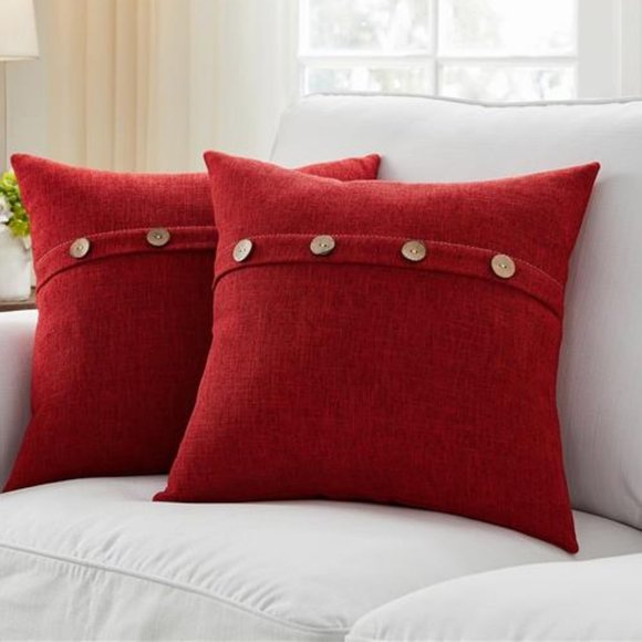 Other - Decorative Throw Pillow Covers Cases Cottage Farmhouse Accent Fall Decor Red 18"